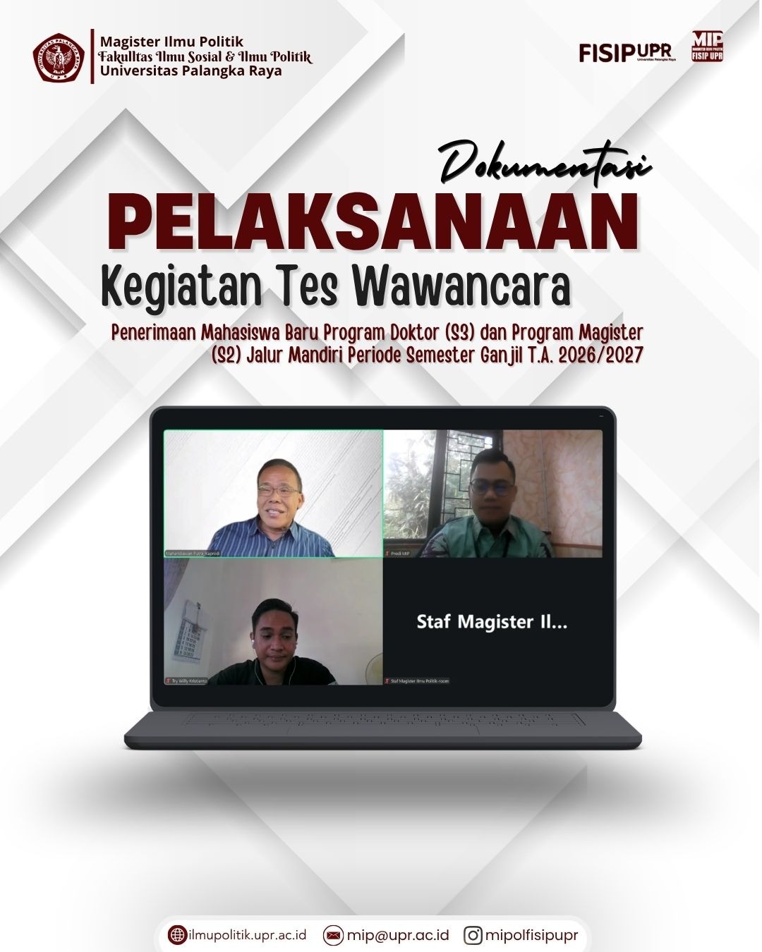 Tes Wawancara dalam rangkaian Penerimaan Mahasiswa Baru Prodi Magister Ilmu Politik